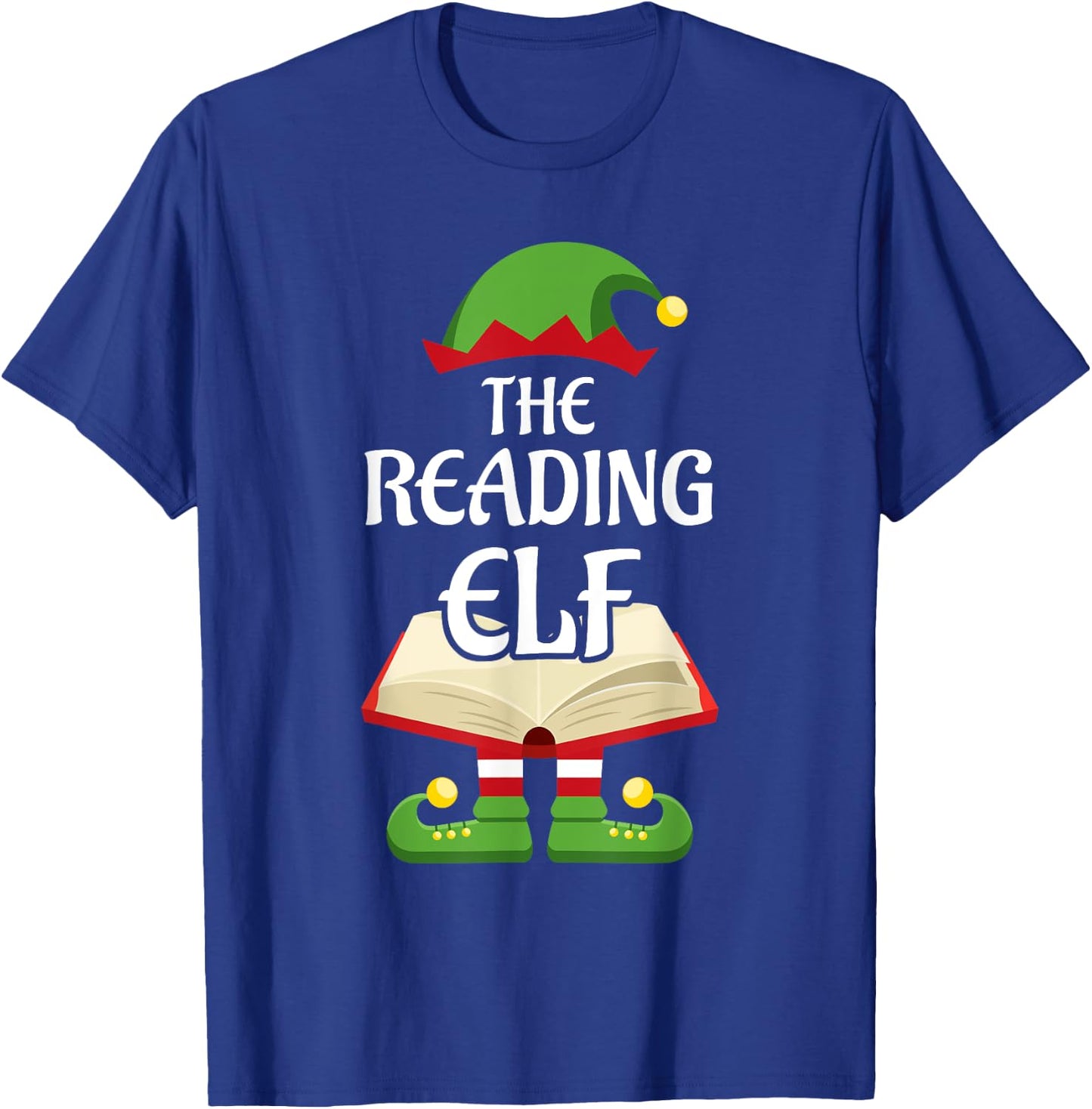 Reading Elf Family Matching Group Christmas Books T-Shirt - T-Shirt | Royal