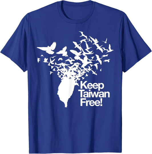 Keep Taiwan Free with Peace Birds flying out T-Shirt - T-Shirt | Royal
