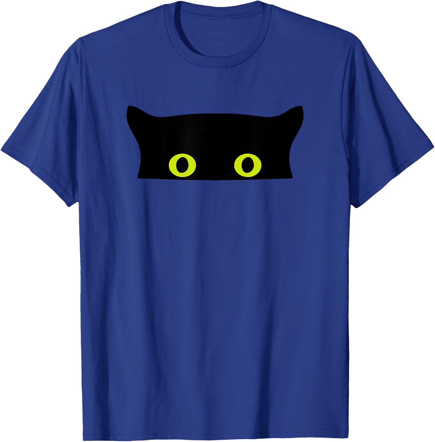 Funny Animal Black Cat Face Peeking Eyes T-Shirt - T-Shirt | Royal