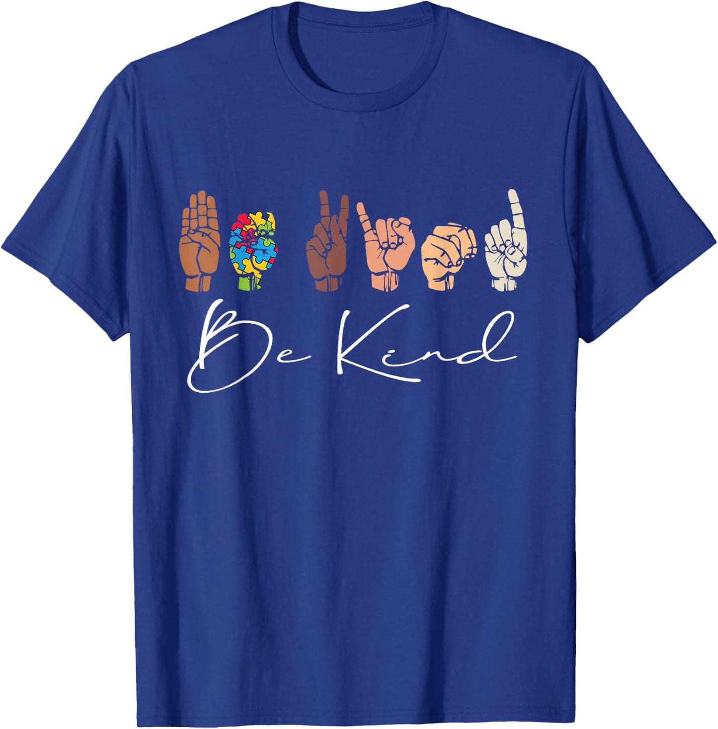 Be Kind, Teachers Interpreter ASL Sign Language Hand Talking Women Girls Kids T-Shirt - T-Shirt | Royal