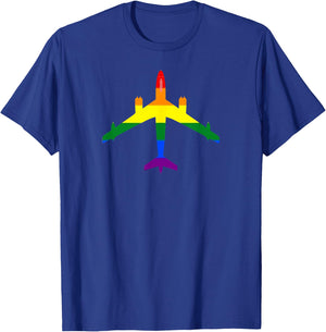 Rainbow Pride LGBT Airplane Gay Pilot Shirt T-Shirt - T-Shirt | Royal