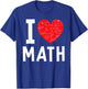 I Love Math Heart Math T-Shirt - T-Shirt | Royal