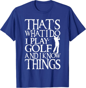 I Play Golf Funny Golf Quote Shop -Adults & Kids Black Short Sleeve Modern Crew Collar Straight Hemline Classic Fit T-Shirt - T-Shirt | Royal