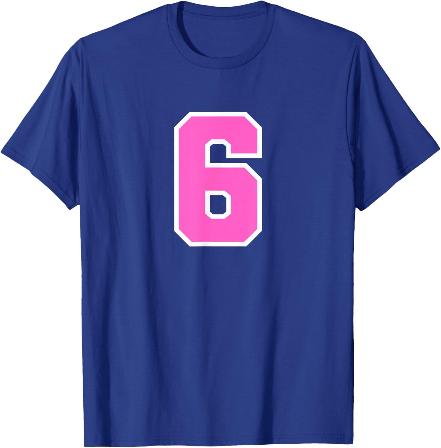 Pink Sports Team Number #6 T-Shirt - T-Shirt | Royal