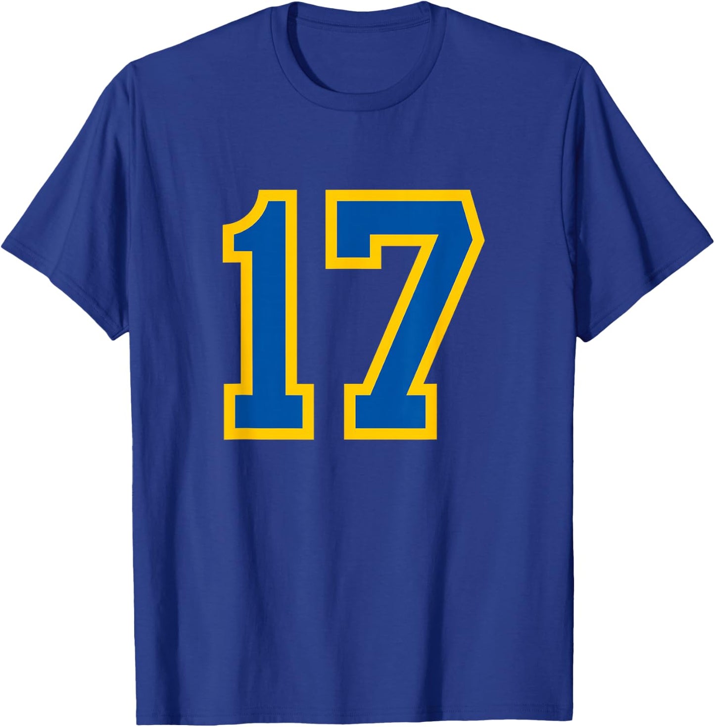 Blue Yellow Sport Team Number #17 T-Shirt - T-Shirt | Royal