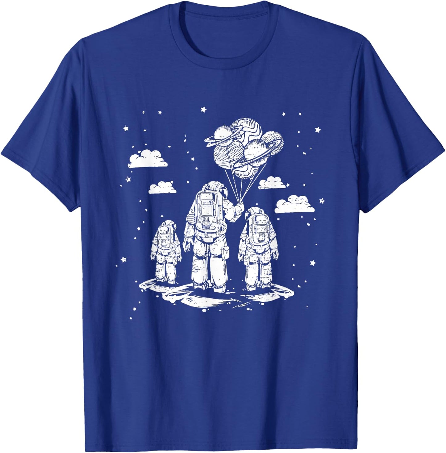 Fathers Day Dad and Children Astronauts Space T-Shirt - T-Shirt | Royal