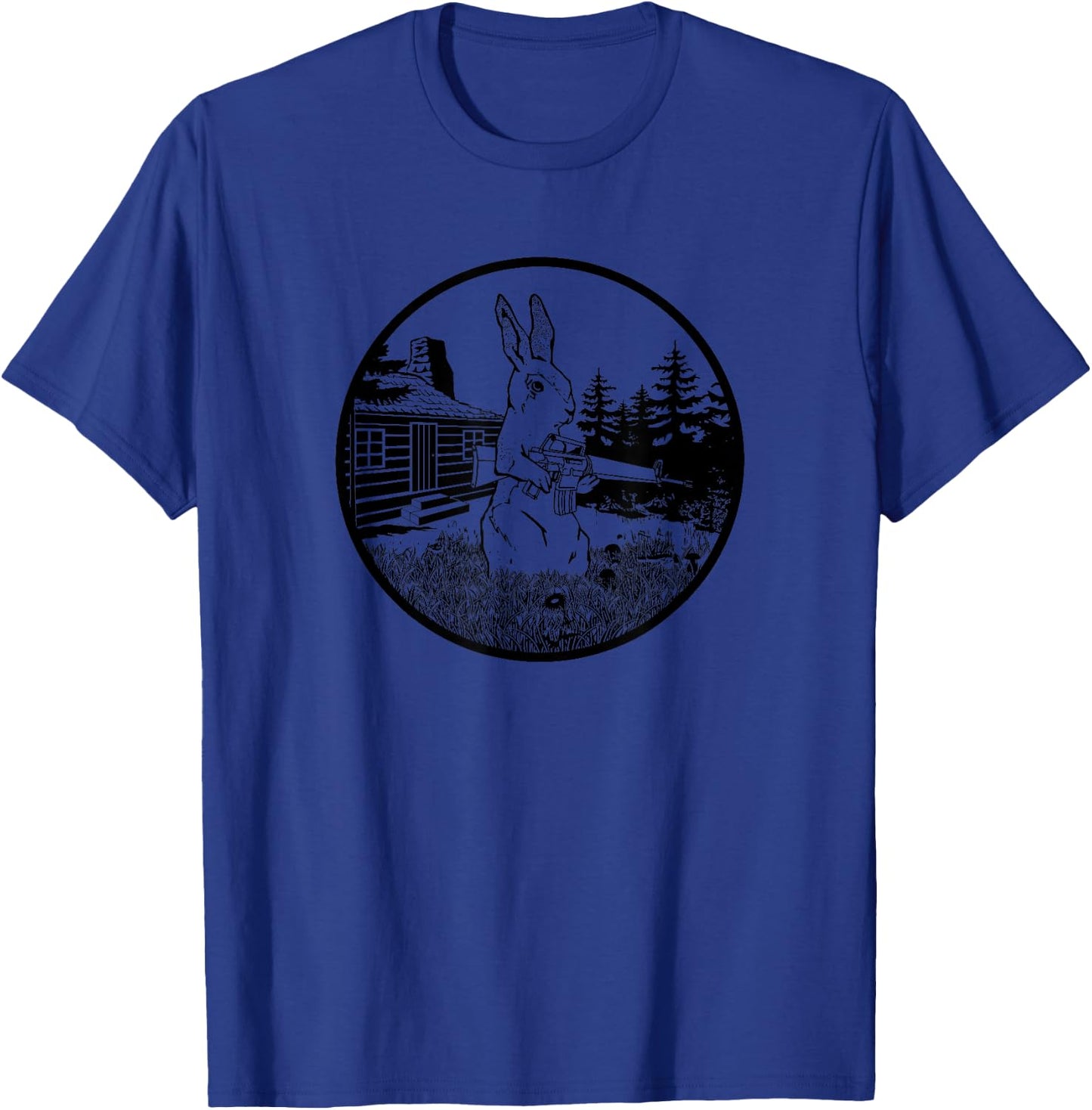 Rabbit Hunter , Armed Bunny With Gun Apparel T-Shirt - T-Shirt | Royal