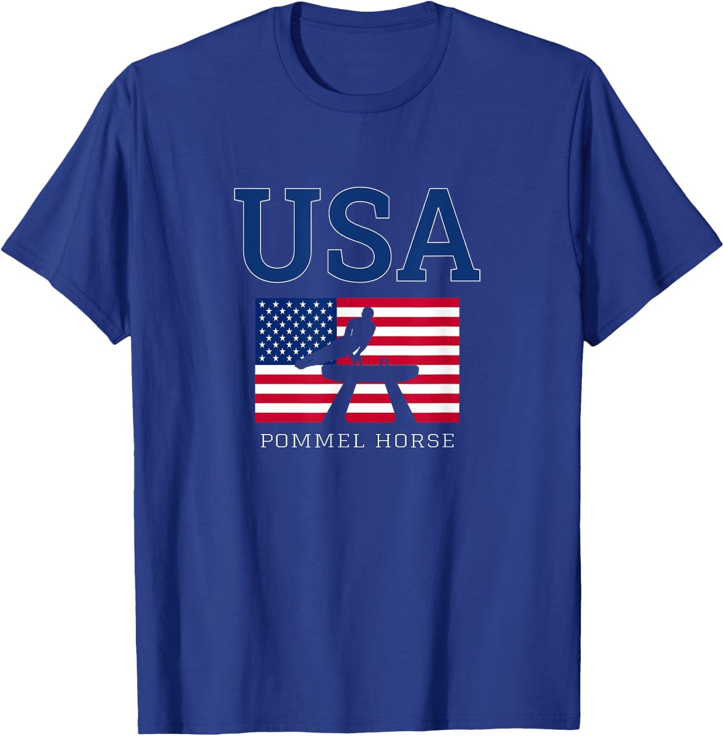 USA Flag Pommel Horse Gymnastics Team American Gymnast T-Shirt - T-Shirt | Royal