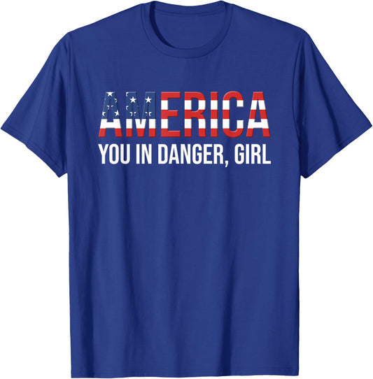 America You In Danger Girl Pro-Democracy Voting Rights T-Shirt - T-Shirt | Royal