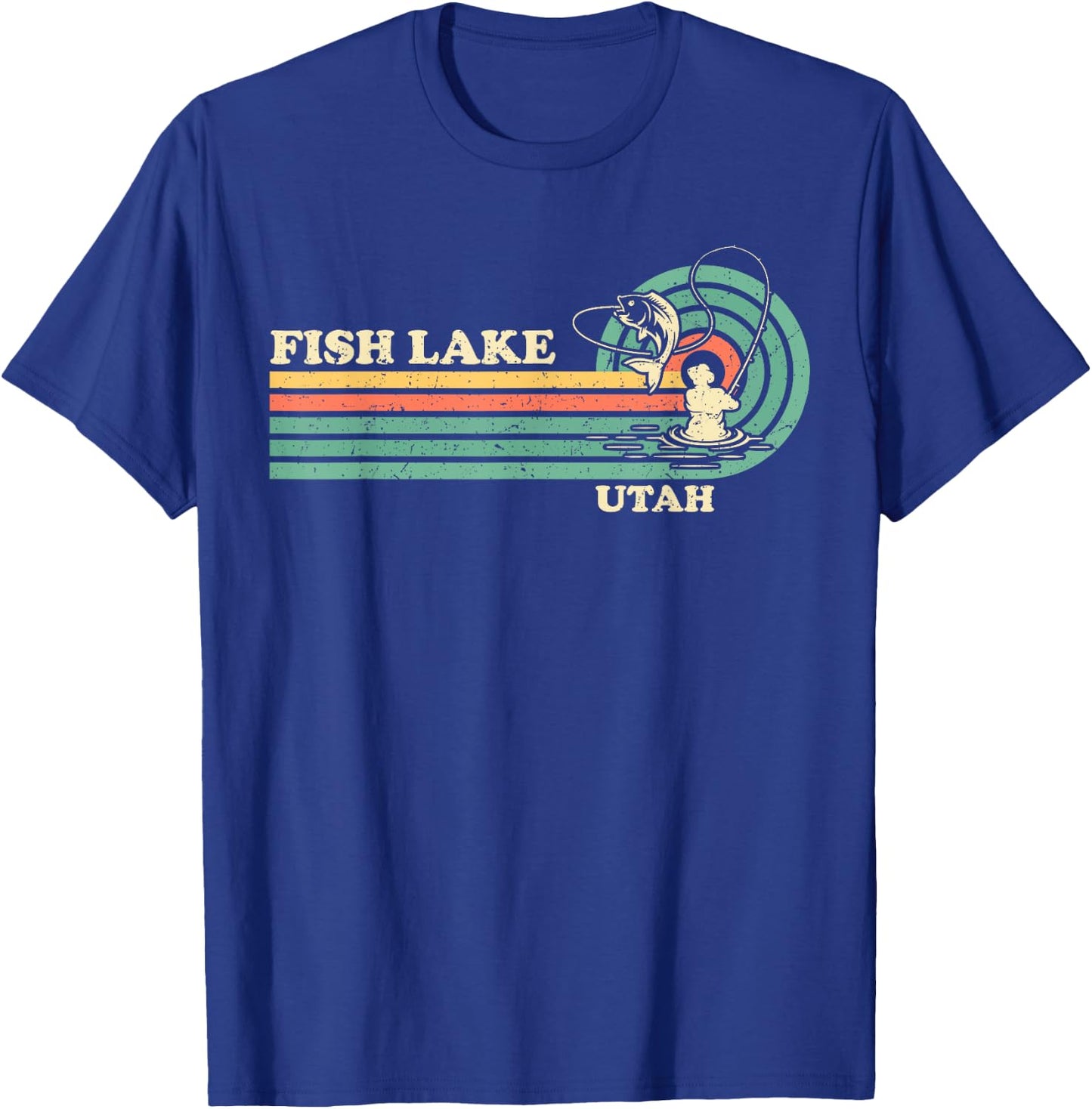 Vintage Retro Summer Fishing Utah Fish Lake T-Shirt - T-Shirt | Royal