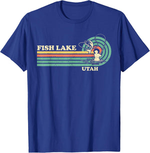 Vintage Retro Summer Fishing Utah Fish Lake T-Shirt - T-Shirt | Royal