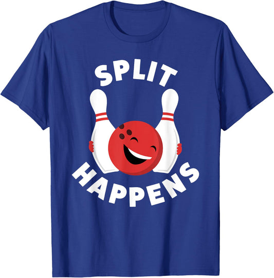 Split Happens | Funny Bowling Shirt T-Shirt - T-Shirt | Royal