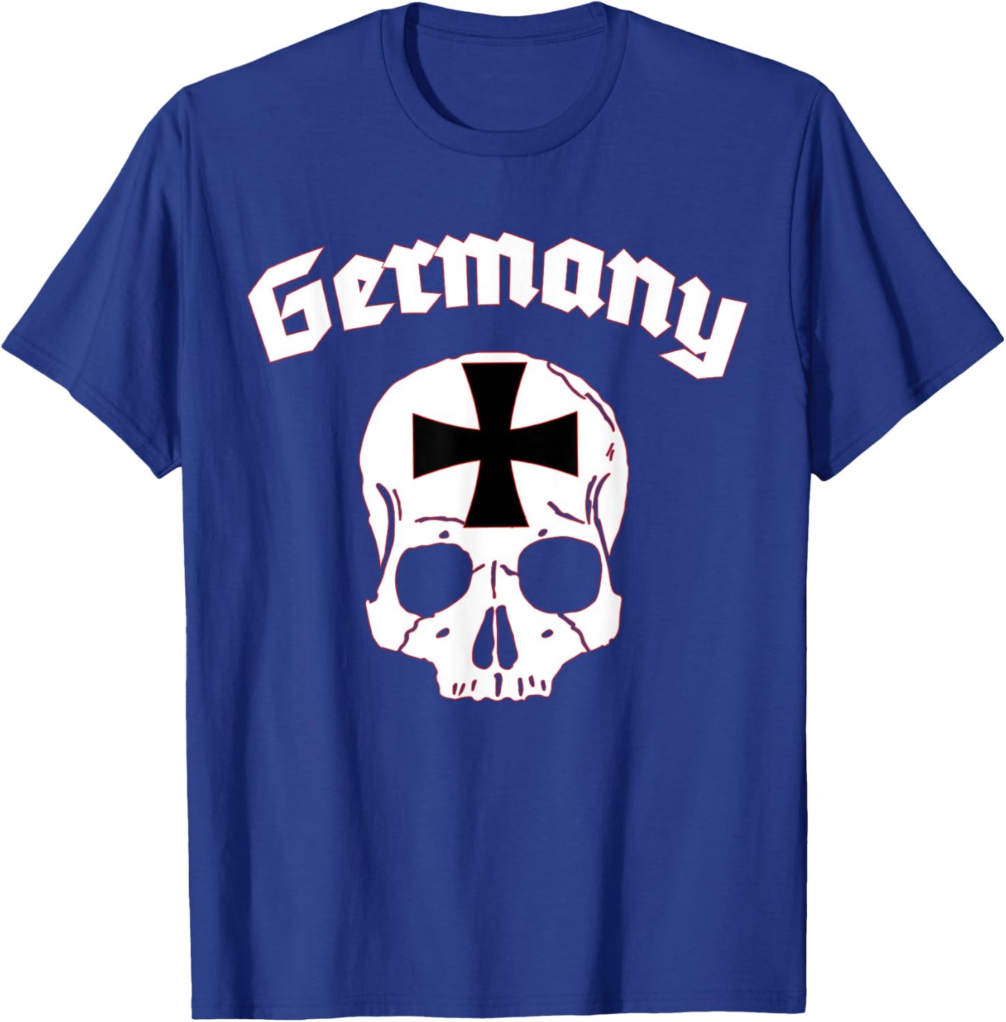 Germany Skull Old German Lettering Iron Cross T-Shirt - T-Shirt | Royal