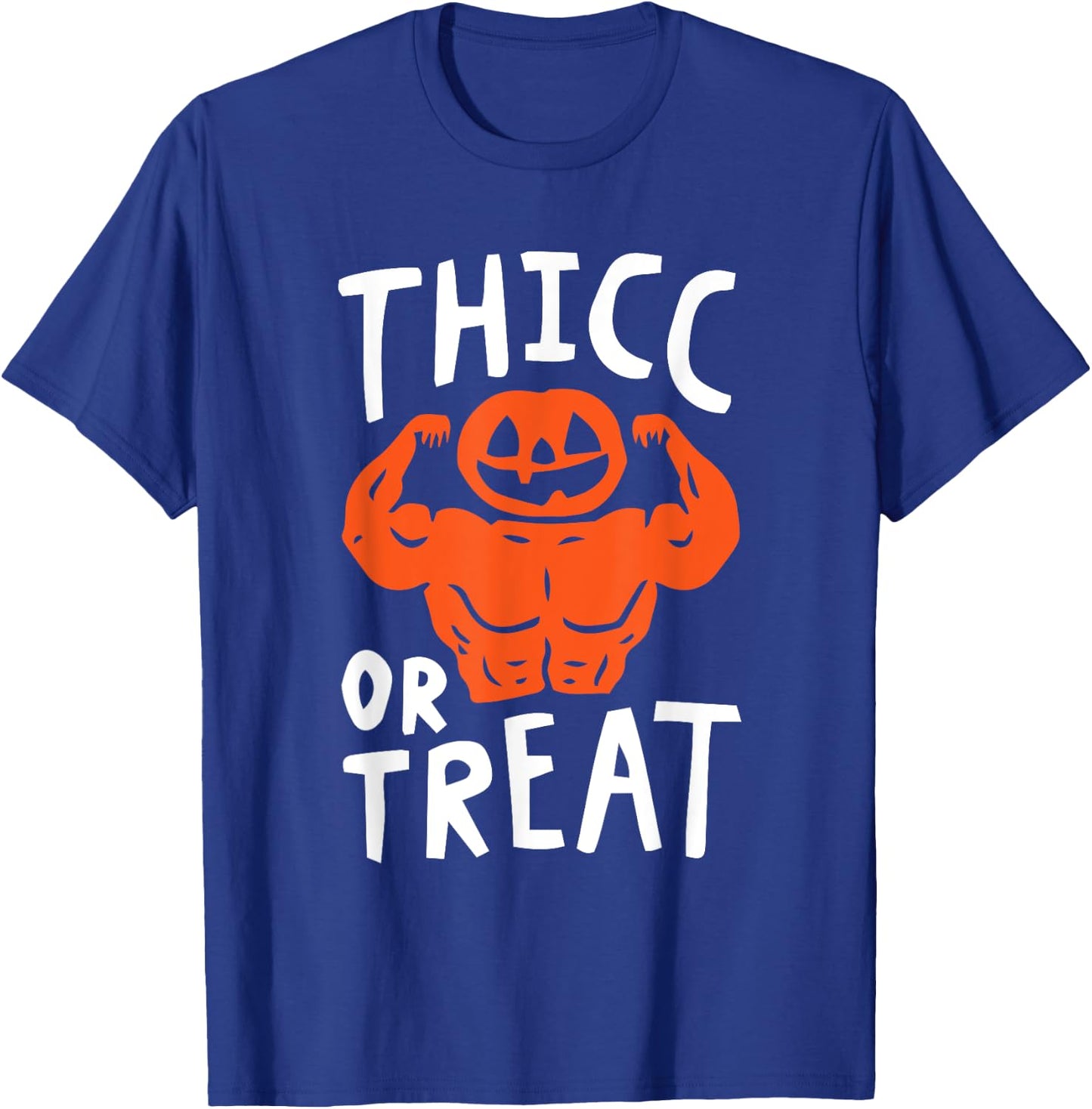 Trick Or Treat Pun Lazy Halloween Costume Workout Gym Lover T-Shirt - T-Shirt | Royal