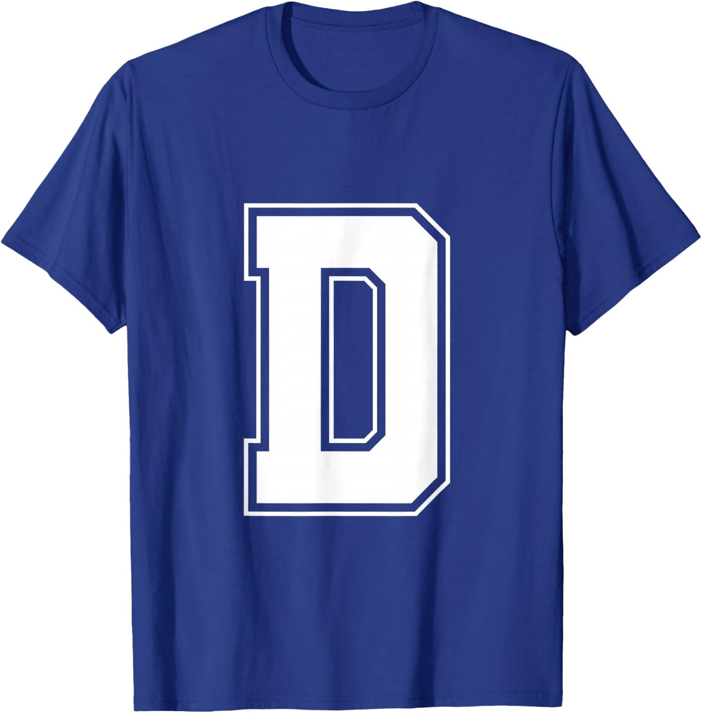 Letter D Big Bold Capital Varsity Alphabet Monogram T-Shirt - T-Shirt | Royal