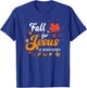 Fall For Jesus He Never Leaves Shirt Christian Faith Lover T-Shirt - T-Shirt | Royal