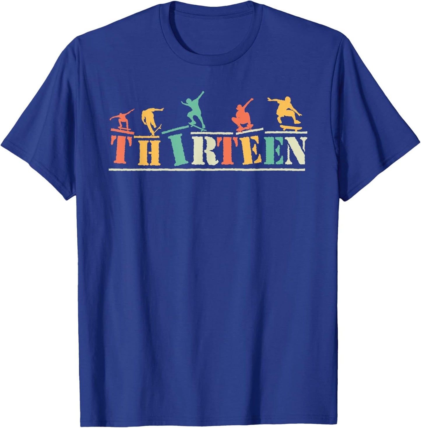 13th Birthday Skateboarder Thirteen 13 Bday Boys Kid Youth T-Shirt - T-Shirt | Royal