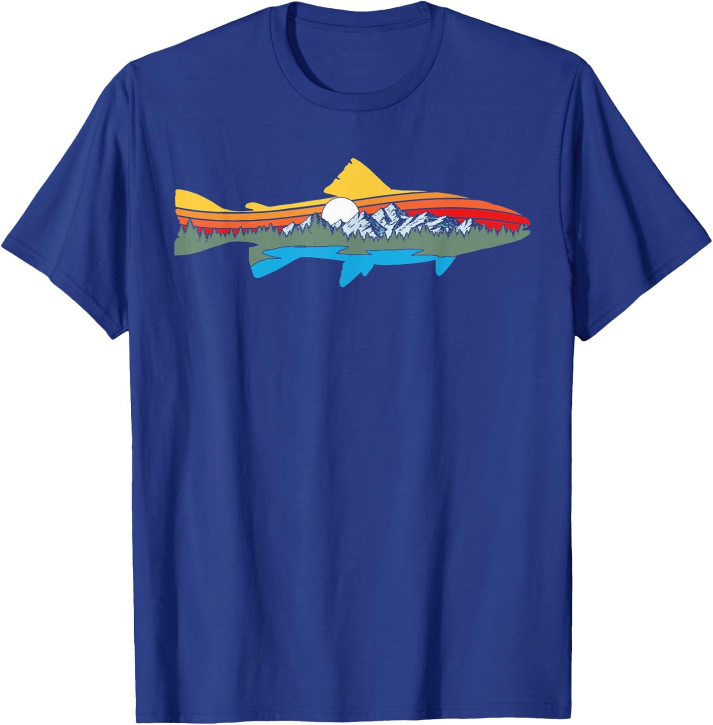Artistic Trout Nature & Outdoor Fish & Fishing Graphic T-Shirt - T-Shirt | Royal