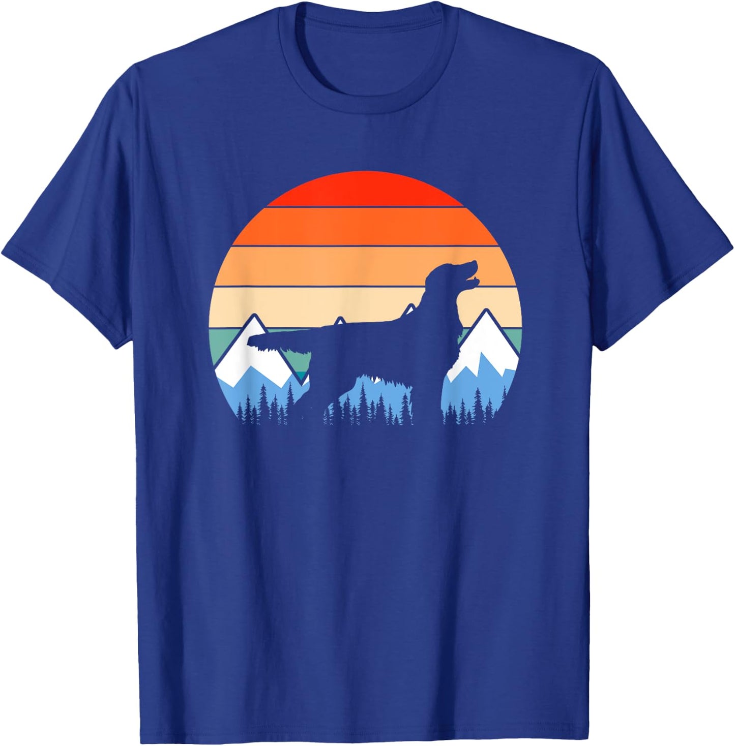 Flat-Coated Retriever Flat-Coat Dog Mountain Hiking Vintage Women Girls Kids T-Shirt - T-Shirt | Royal