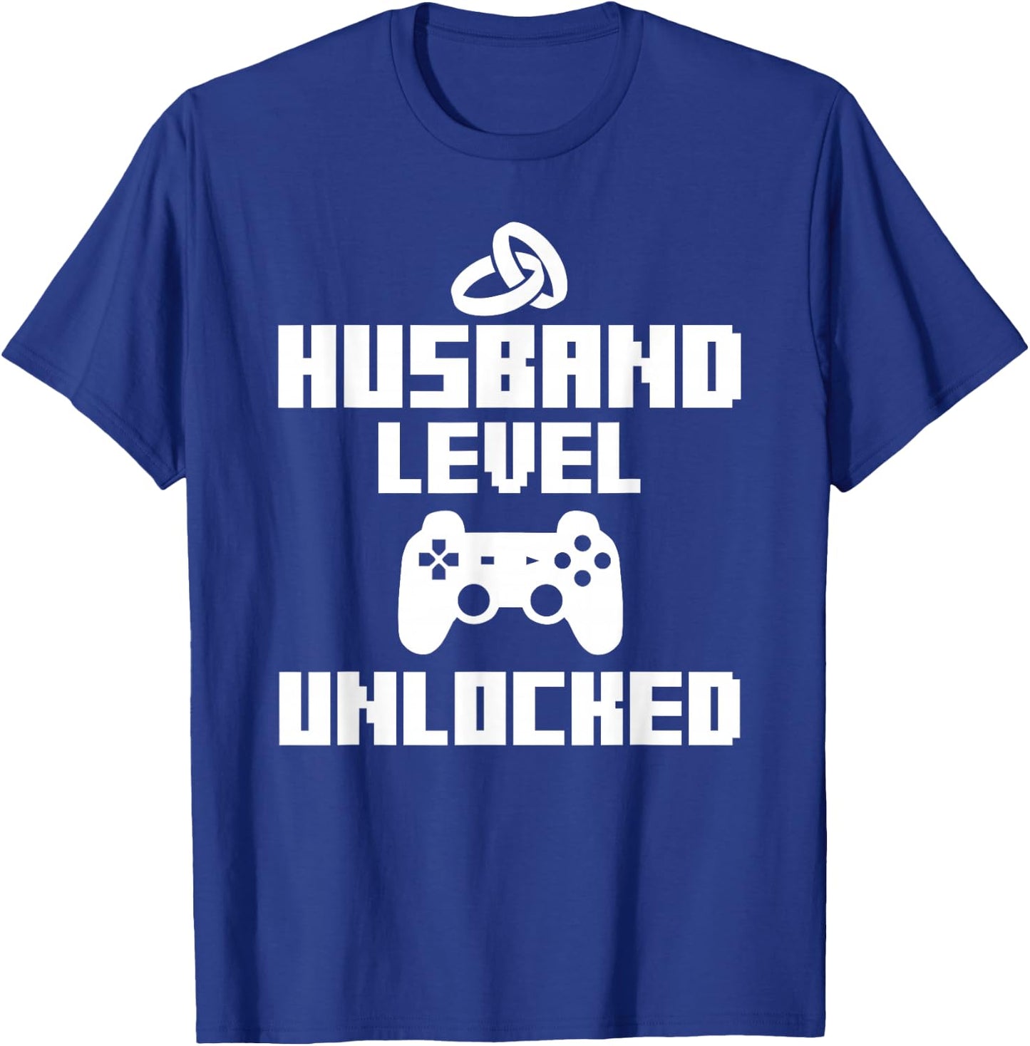 Gamer Husband Funny Wedding Gift Level Unlocked T-Shirt - T-Shirt | Royal