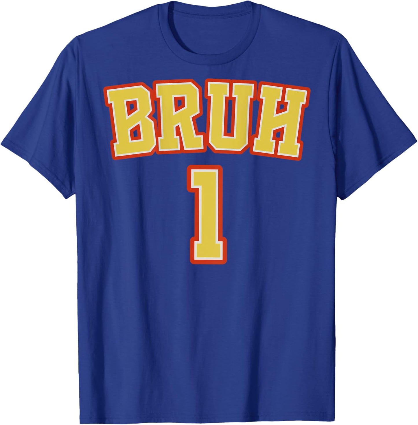 (BACK PRINT) Bruh 1 and 2 Funny Matching Brother Twin Boys T-Shirt - T-Shirt | Royal