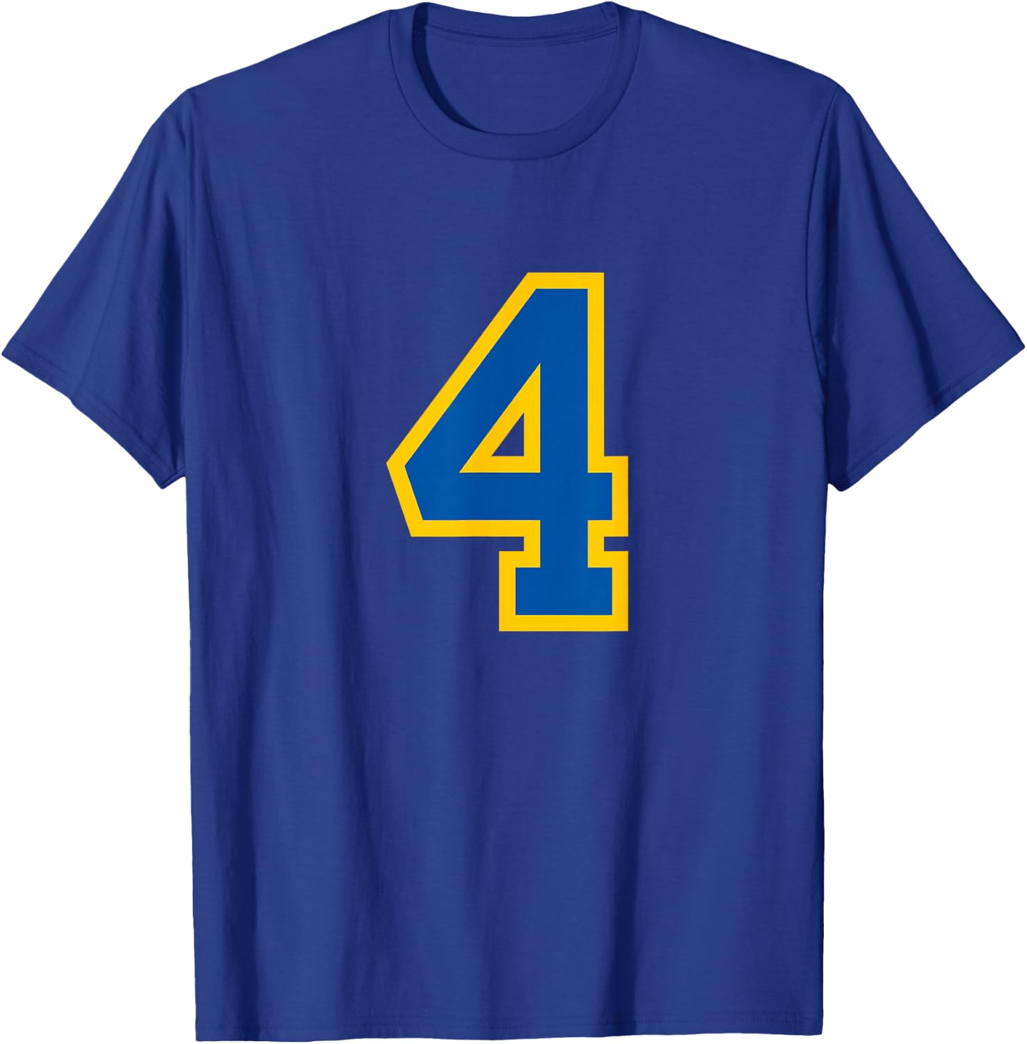 Blue Yellow Sport Team Number #4 T-Shirt - T-Shirt | Royal