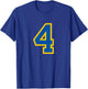 Blue Yellow Sport Team Number #4 T-Shirt - T-Shirt | Royal