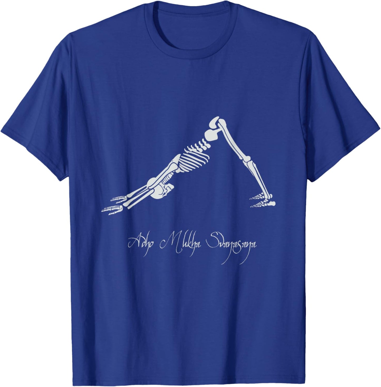 Human Skeleton Make Yoga Downward Facing Dog Pose Svanasana T-Shirt - T-Shirt | Royal
