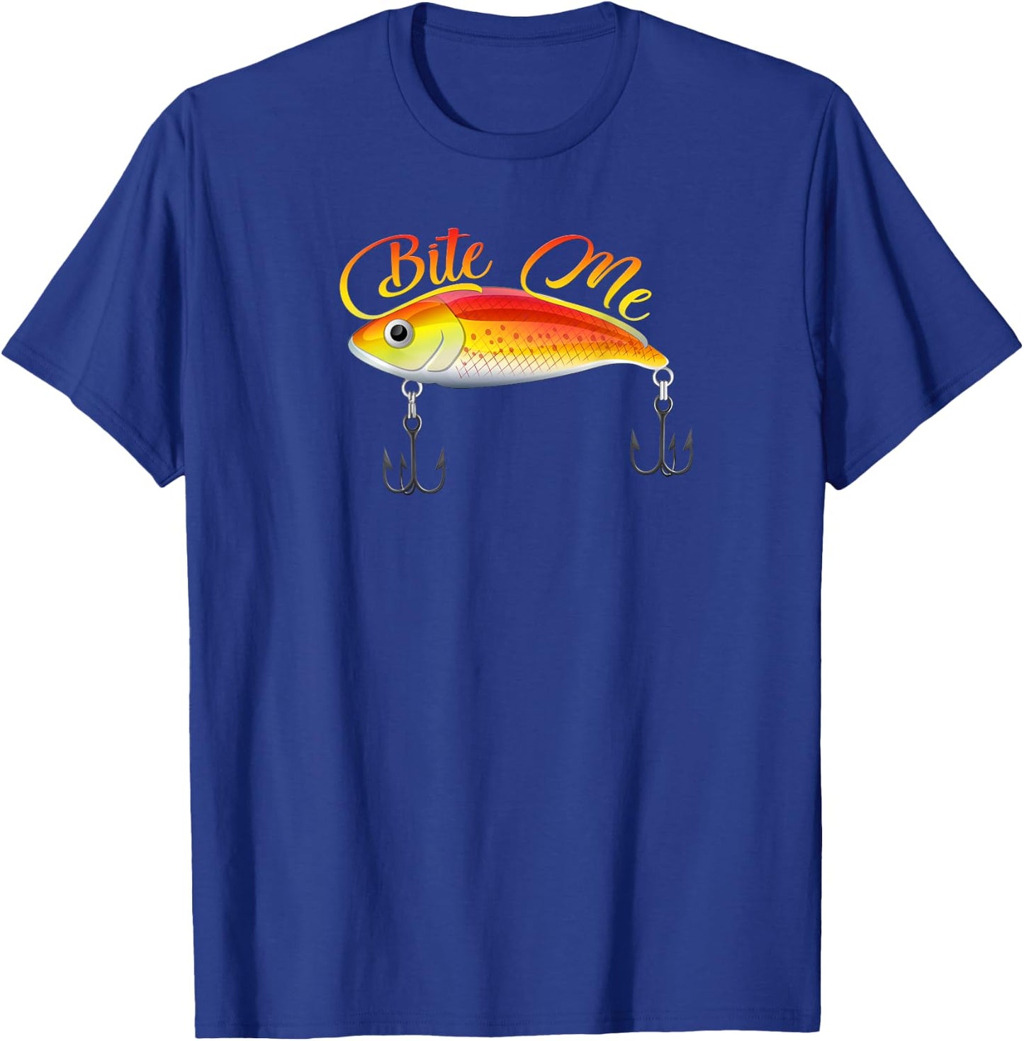 Bite Me Funny Fishing Lure Print On Back Of Shirt T-Shirt - T-Shirt | Royal
