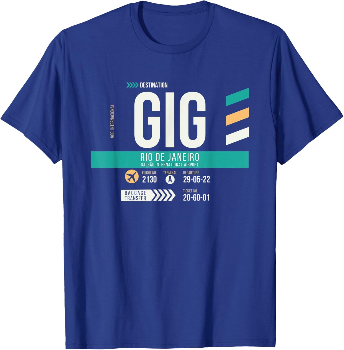 Vintage Rio GIG Airport Code Retro Travel Day Brazil T-Shirt - T-Shirt | Royal