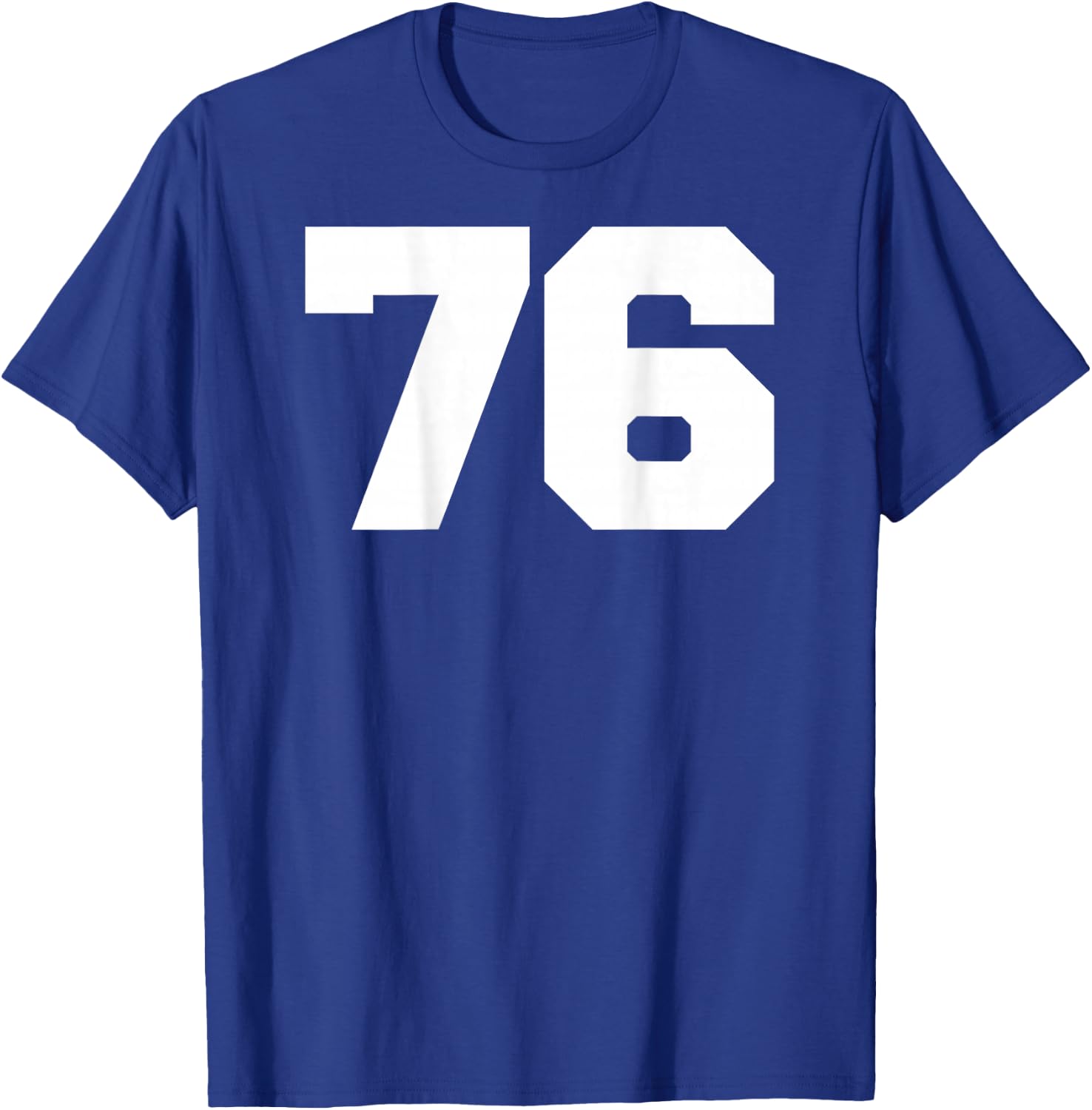 Number 76 Sports Jersey Player #76 Fan BACK PRINT Varsity T-Shirt - T-Shirt | Royal