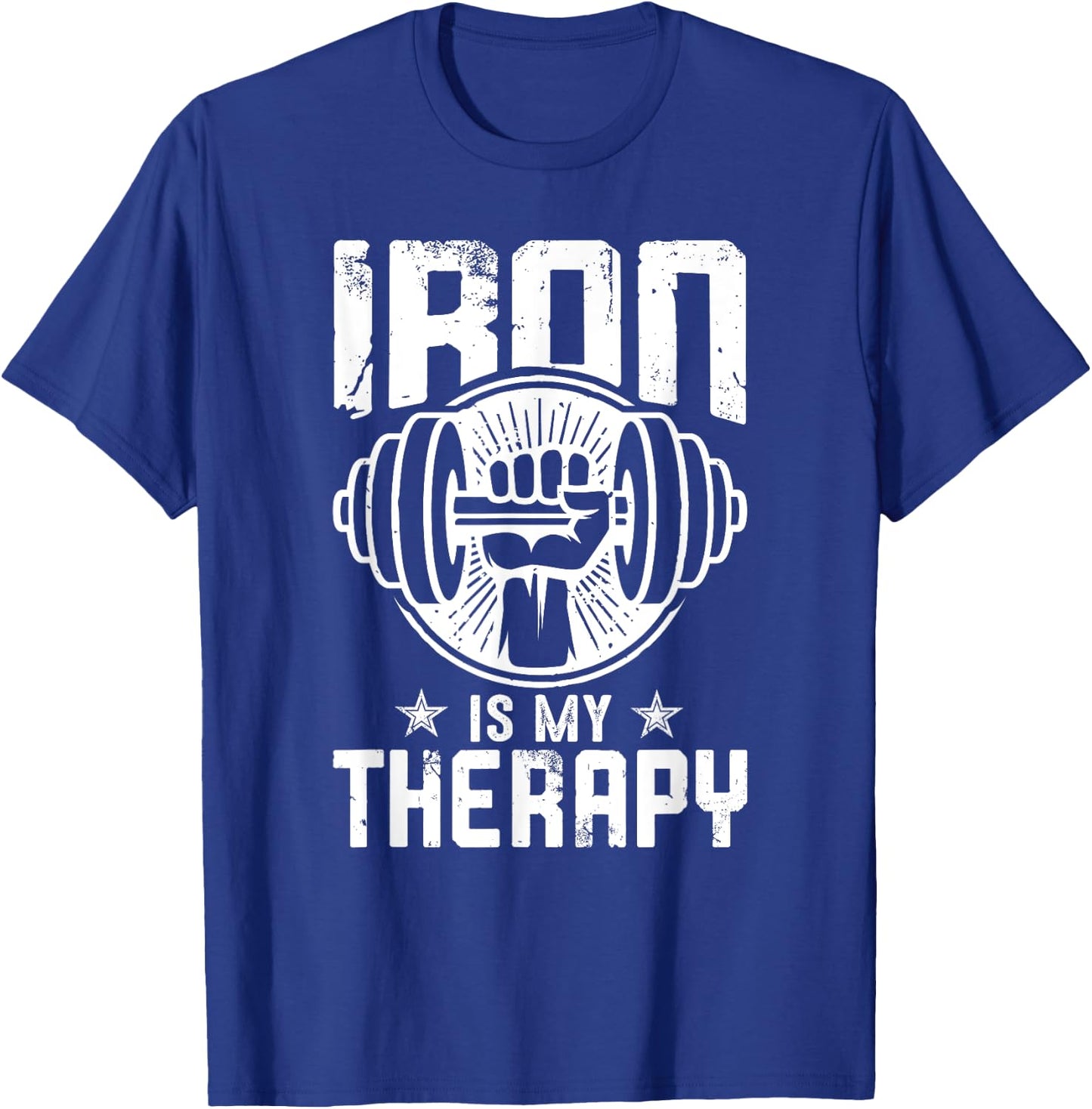 Iron Is My Therapy Gym Motivational T-Shirt - T-Shirt | Royal