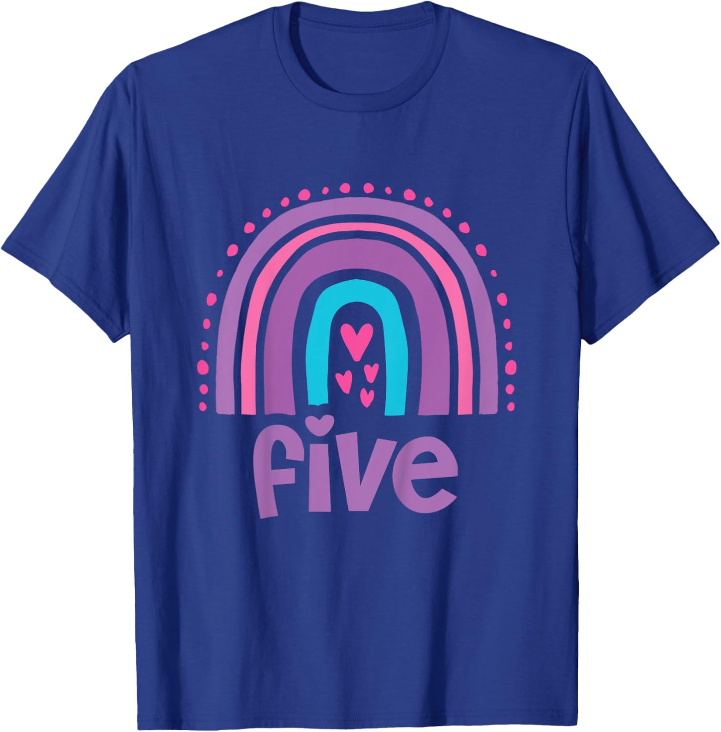 Girl's 5th Birthday Boho Rainbow Five 5 Years Old T-Shirt - T-Shirt | Royal
