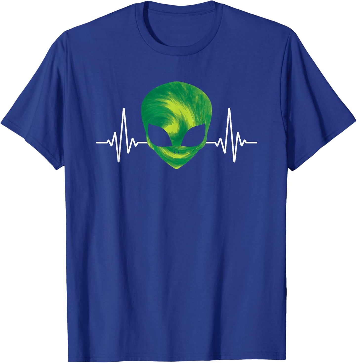 Alien Head Heartbeat Extraterrestrial Space UFO Alien T-Shirt - T-Shirt | Royal