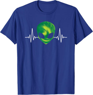Alien Head Heartbeat Extraterrestrial Space UFO Alien T-Shirt - T-Shirt | Royal