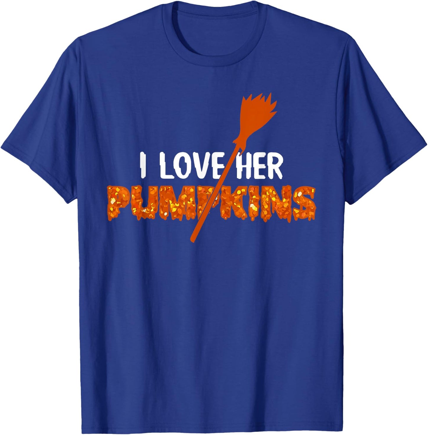 I Love Her Pumpkins I Love His Broomstick Halloween Couples T-Shirt - T-Shirt | Royal