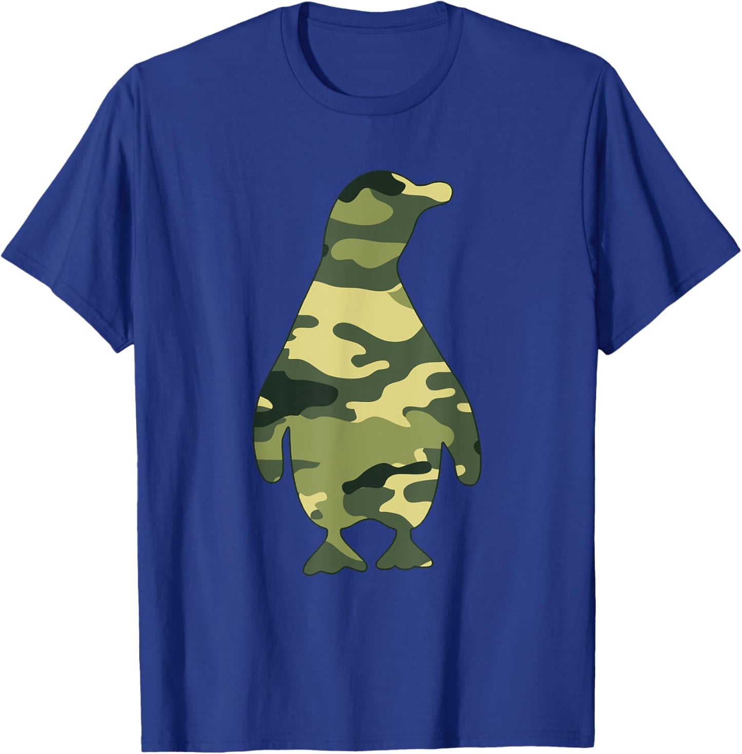 Military Penguin Camo Men Print US Bird Animal Veteran Gift T-Shirt - T-Shirt | Royal