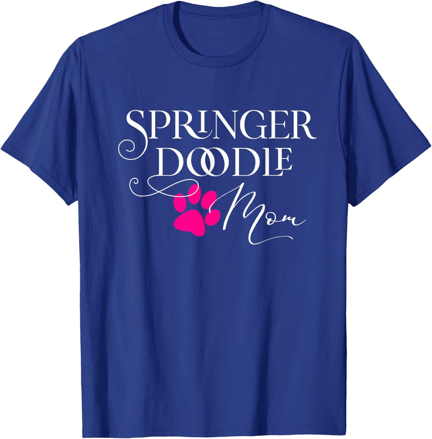 Springerdoodle Mom Pink Dog Paw T-Shirt - T-Shirt | Royal
