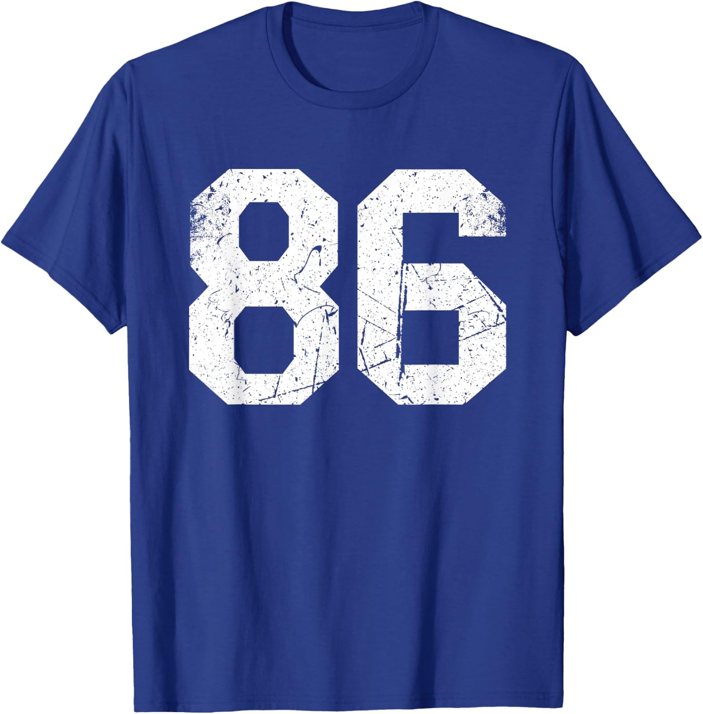 Number #86 White Retro Vintage Varsity Number T-Shirt - T-Shirt | Royal