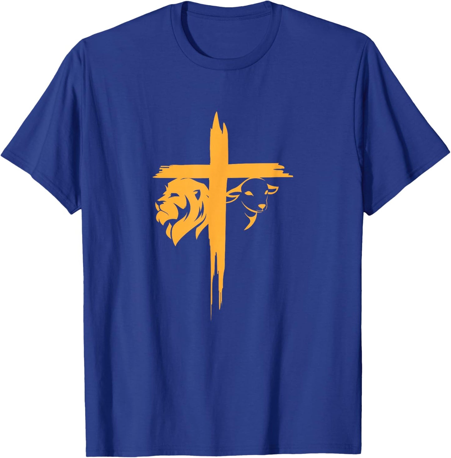Lion and Lamb Cross Christian T-Shirt - T-Shirt | Royal