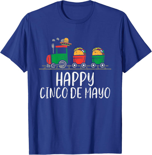 Kids Happy Cinco De Mayo Mexican Tacos Train Toddler Boys Kids T-Shirt - T-Shirt | Royal