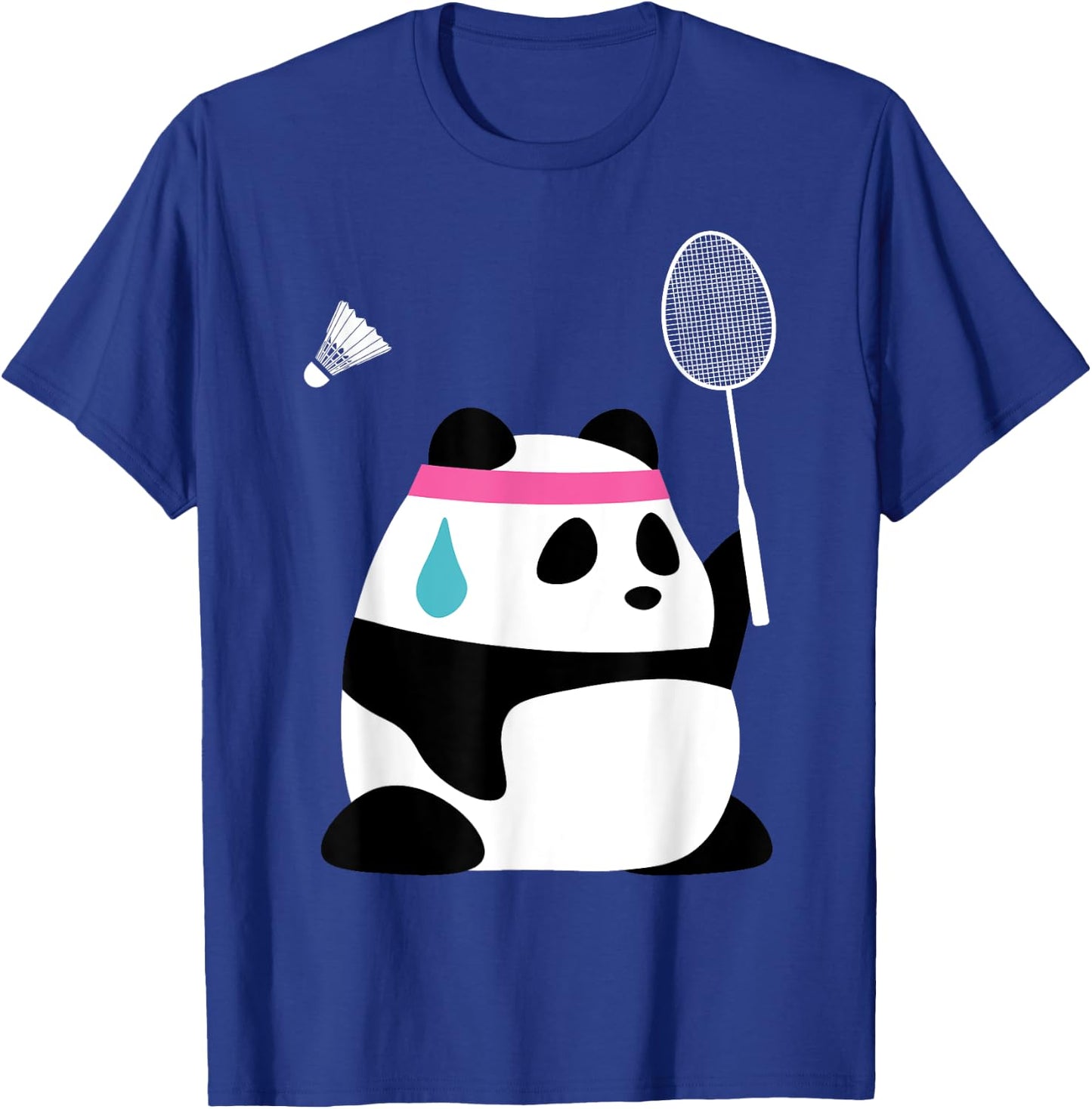 Exhausted Badminton Panda - Funny Cute Shuttlecock Animal T-Shirt - T-Shirt | Royal