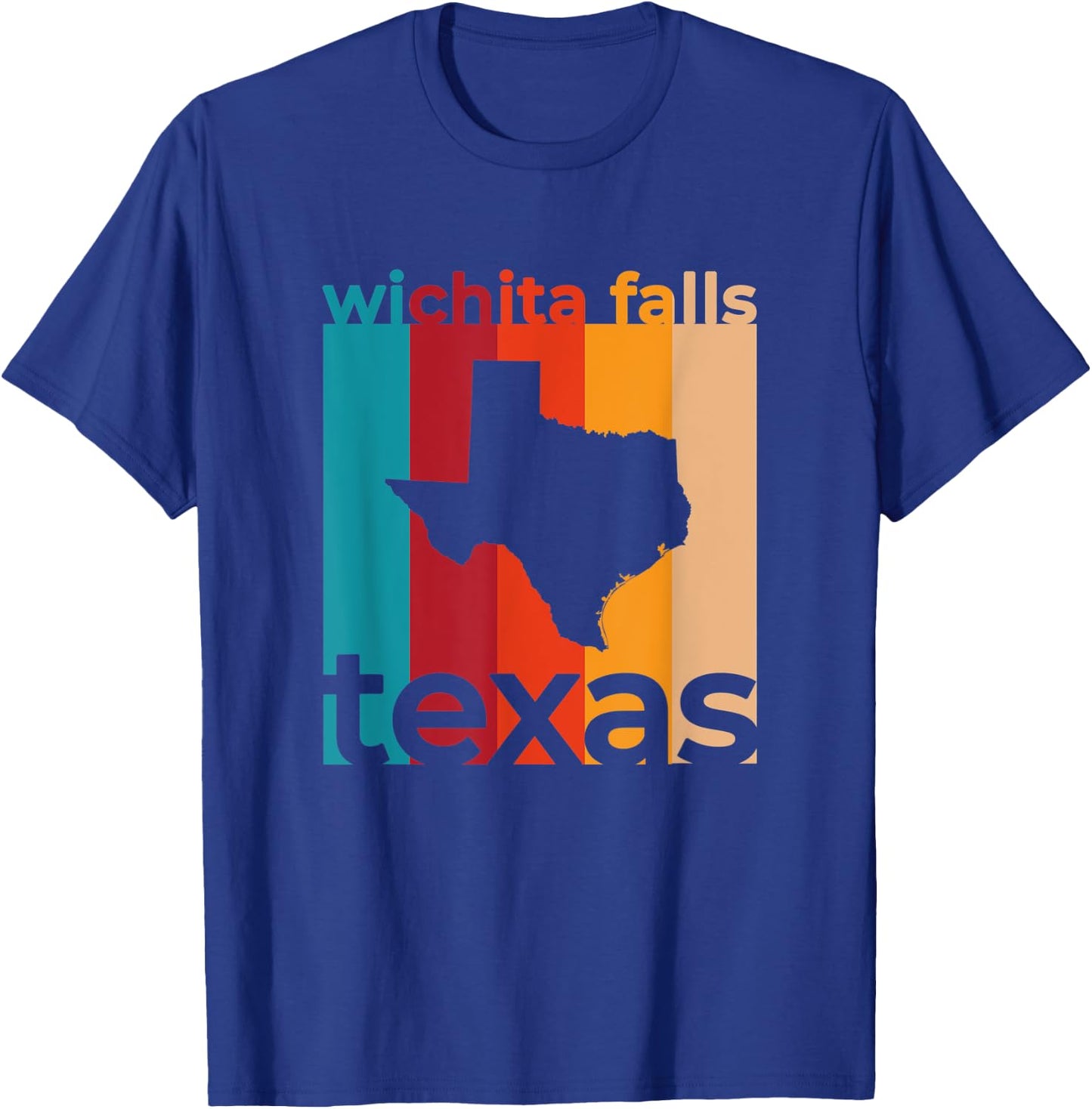 Wichita Falls Texas Vintage TX Retro Repeat Cutout T-Shirt - T-Shirt | Royal