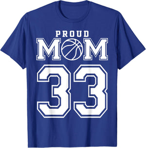 Number 33 Custom Proud Basketball Mom Personalized T-Shirt - T-Shirt | Royal