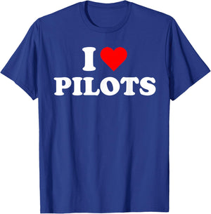I heart Pilots Aviation Airplane Jet Plane Sky Cute T-Shirt - T-Shirt | Royal