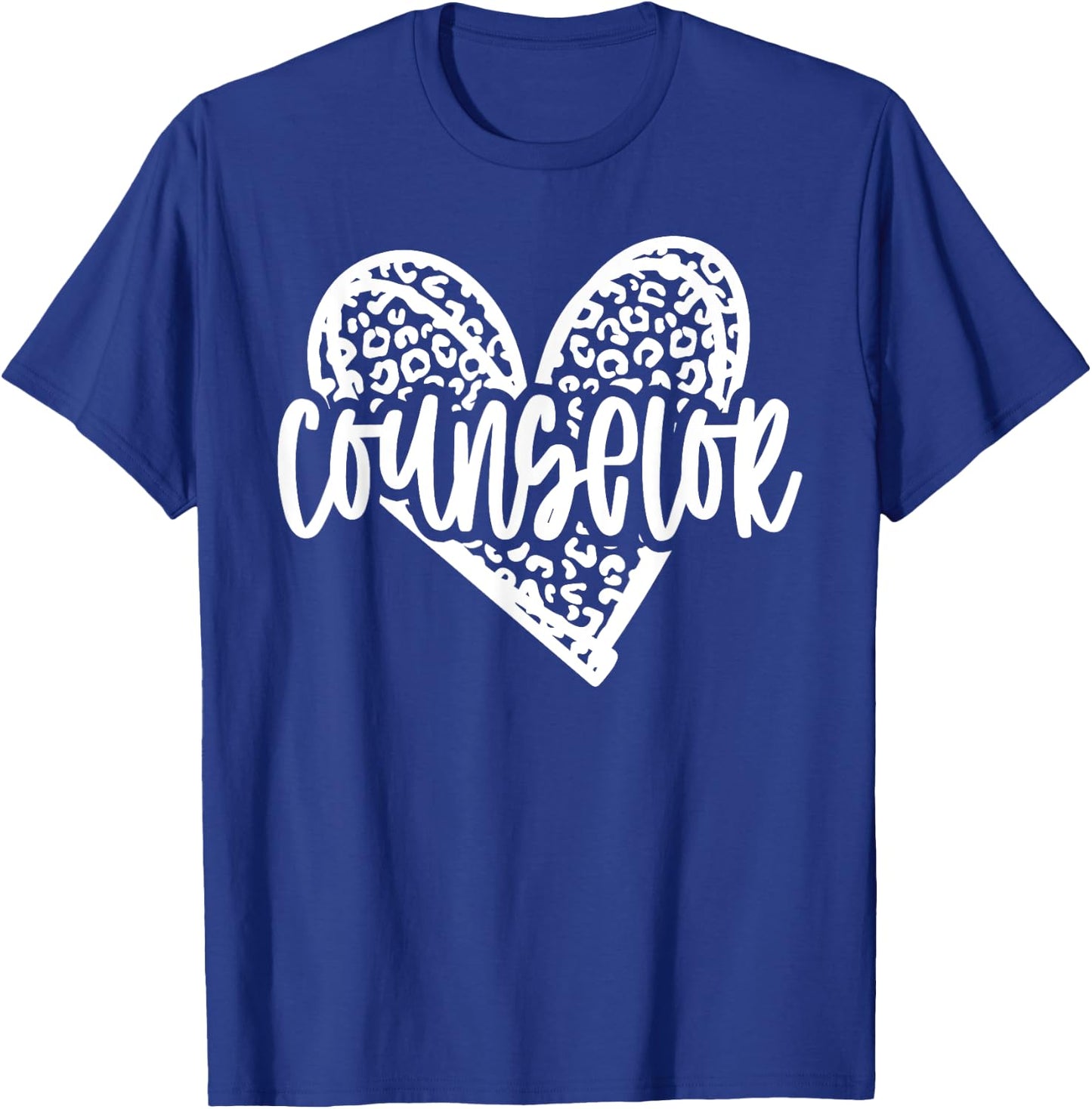 School Counselor Leopard Heart Schools Guidance Counseling T-Shirt - T-Shirt | Royal