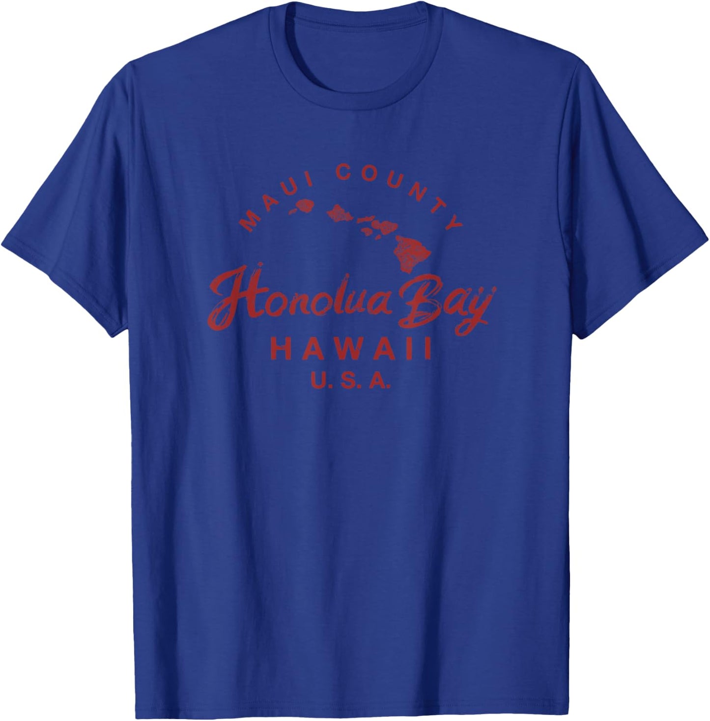 Maui Honolua Bay Hawaii Islands Map Hawaiian Vintage T-Shirt - T-Shirt | Royal
