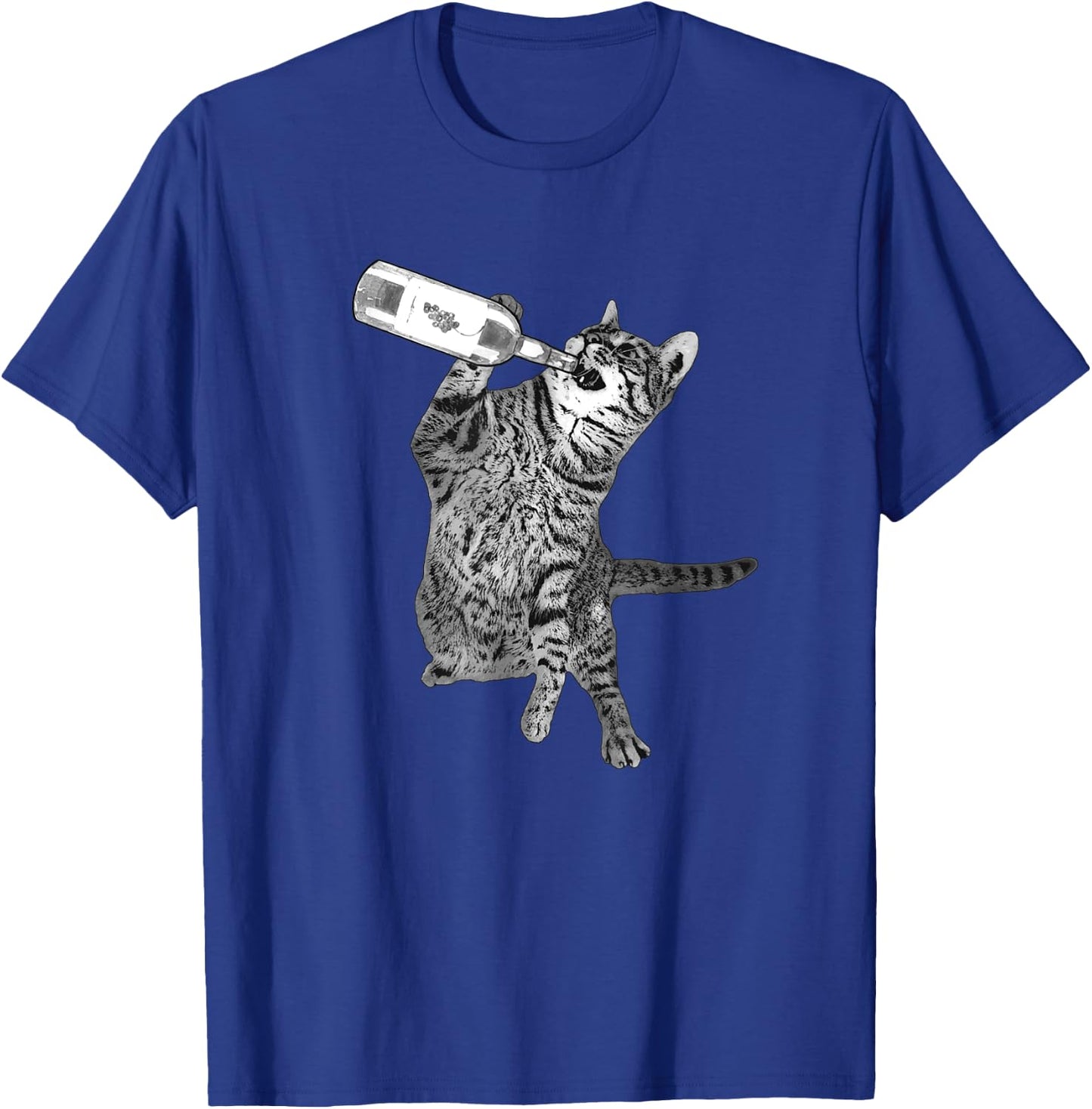 Wine Drinking Cat Funny Drunk Cat Cat Wine Lovers T-Shirt - T-Shirt | Royal