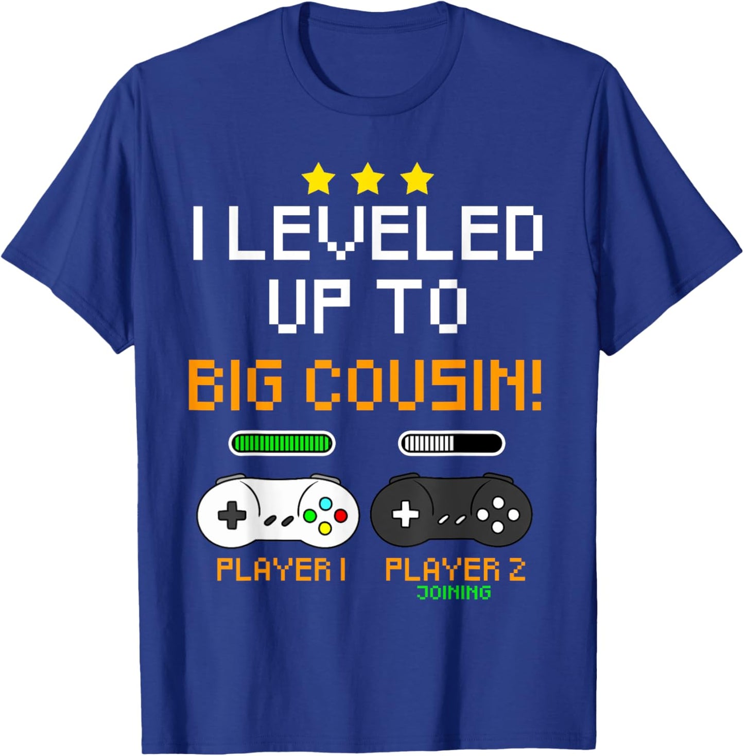 Cool Big Cousin Apparel Cousin Gamer Baby Announcement Gender Reveal Gaming , Black, Small T-Shirt - T-Shirt | Royal