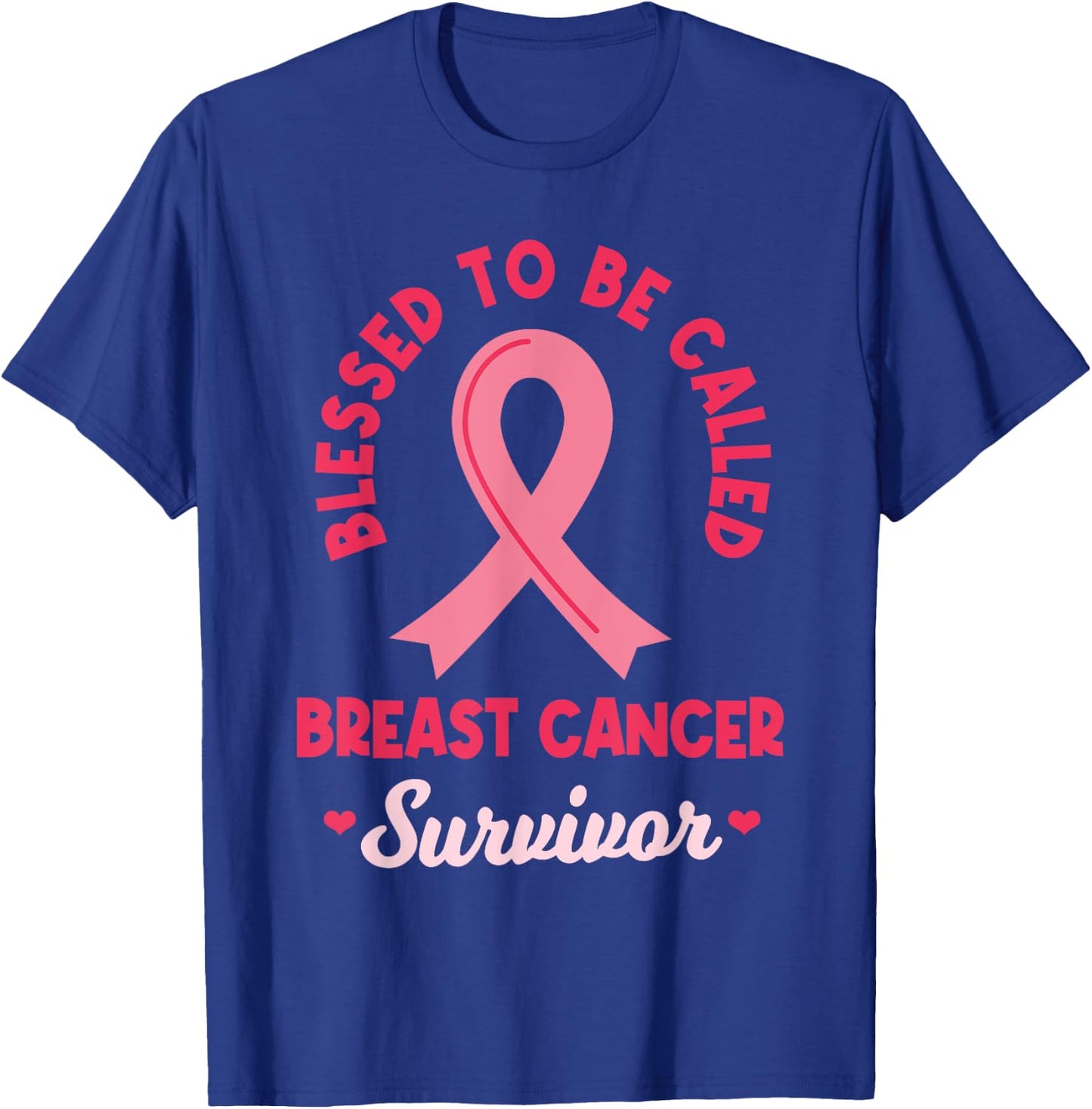 Breast Cancer Survivor Warrior Pink Ribbon Awareness Month T-Shirt - T-Shirt | Royal